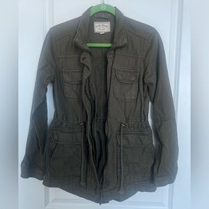 Lucky Brand Linen Utility Jacket - green / olive - size XS